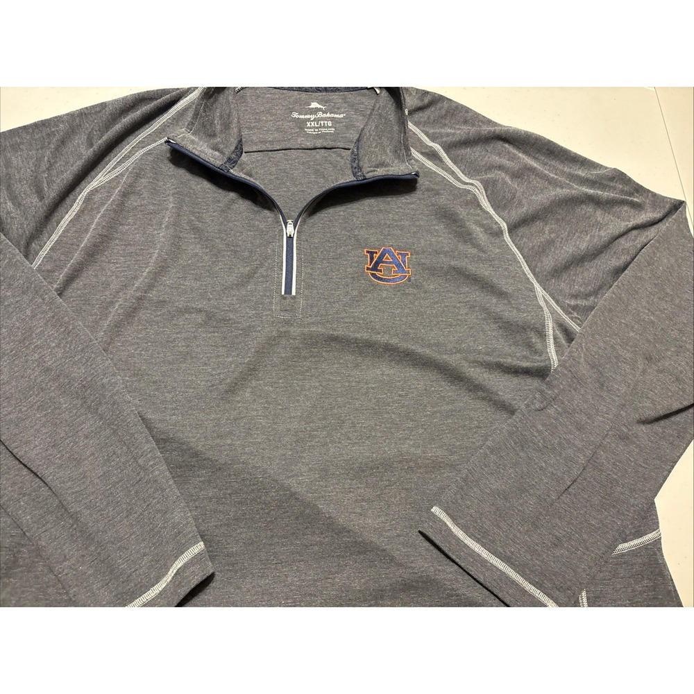 Tommy Bahama Auburn University New Firewall Half-Zip Pullover Gray Mens XXL